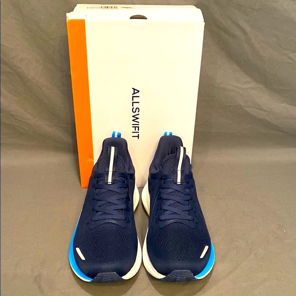 Blue Athletic Sneakers with White Soles